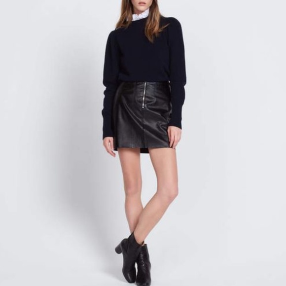 Sandro Paris Lamb Leather Skirt - Picture 2 of 16